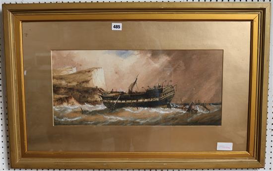 R H Nibbs, watercolour, Brig of a wreck
